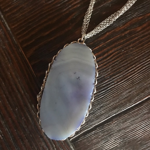 Lovely ladies necklace with stone pendant silver layered chain - Picture 9 of 10